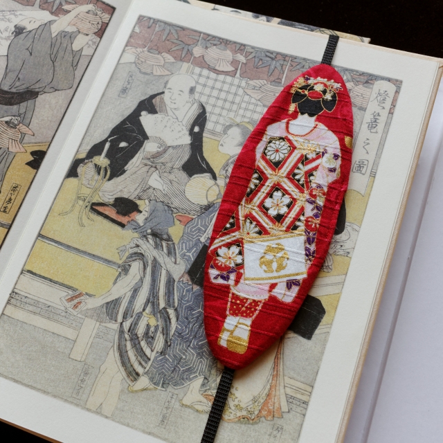 Marque page en tissu avec élastique geisha